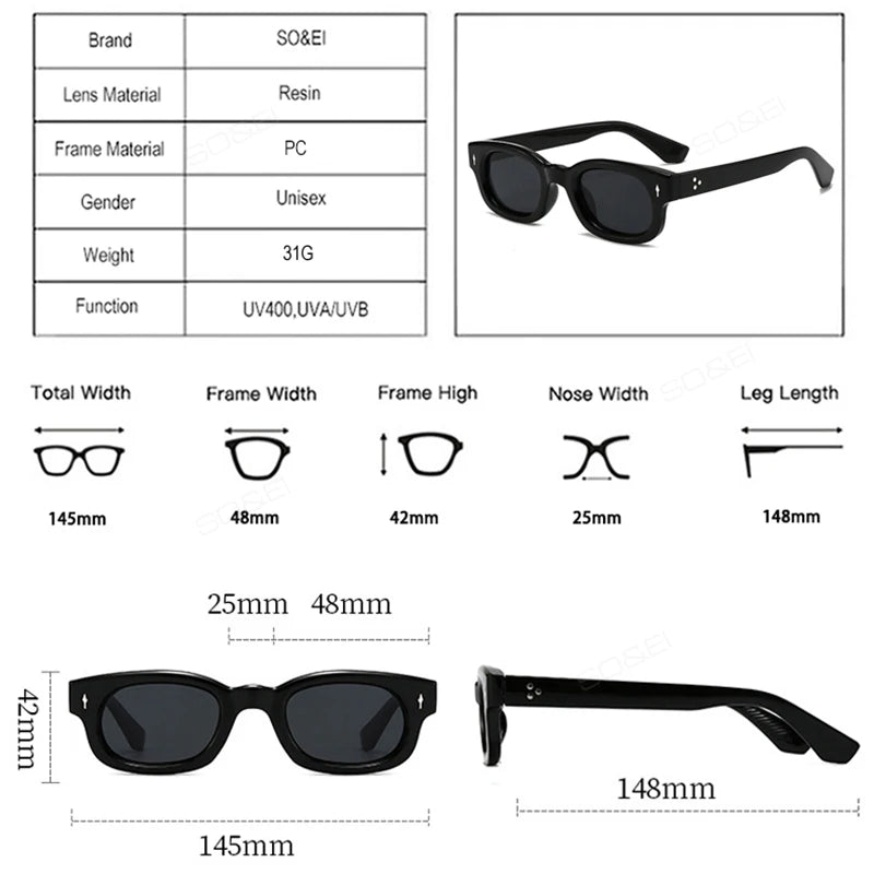 SO&EI Retro Pequeno Quadrado Doce Cor Óculos de Sol Mulheres Moda Tendência Rebites Homens Leopardo Óculos de Sol Tons UV400