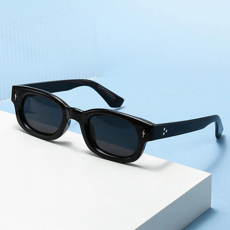 SO&EI Retro Pequeno Quadrado Doce Cor Óculos de Sol Mulheres Moda Tendência Rebites Homens Leopardo Óculos de Sol Tons UV400