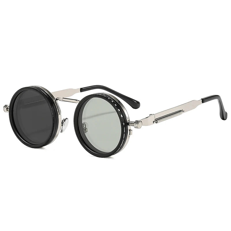 So & ei retro redondo punk masculino esportes ao ar livre polarizados óculos de sol tons uv400 feminino ND9-level ajustável escurecimento óculos de sol