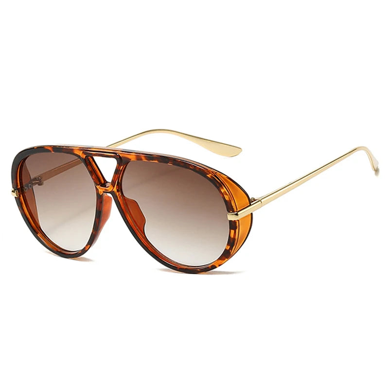 So & ei ins moda popular pontes duplas piloto feminino óculos de sol de grandes dimensões retro doce cor gradiente uv400 masculino punk óculos de sol