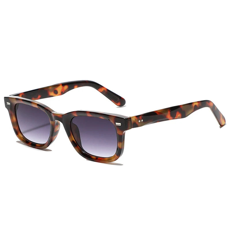 SO&EI Retro Square Mulheres Rebites Óculos de Sol Moda Verde Escuro Tons UV400