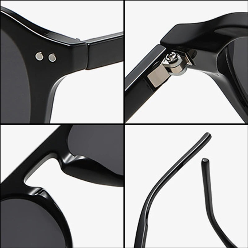 SO&EI Retro Square Rebites Óculos de Sol Homens Moda Verde Escuro Tons UV400 Tendências Mulheres Óculos de Sol