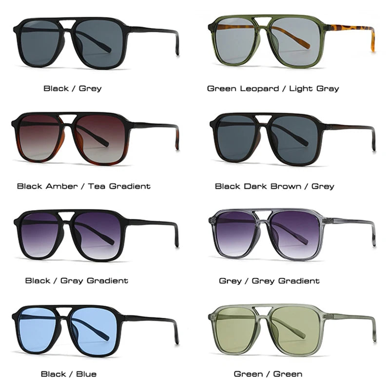 SO&EI Retro Pontos Duplos Homens Óculos de Sol Quadrados Moda Azul Verde Tons UV400 Mulheres Tendências Gradiente Óculos de Sol