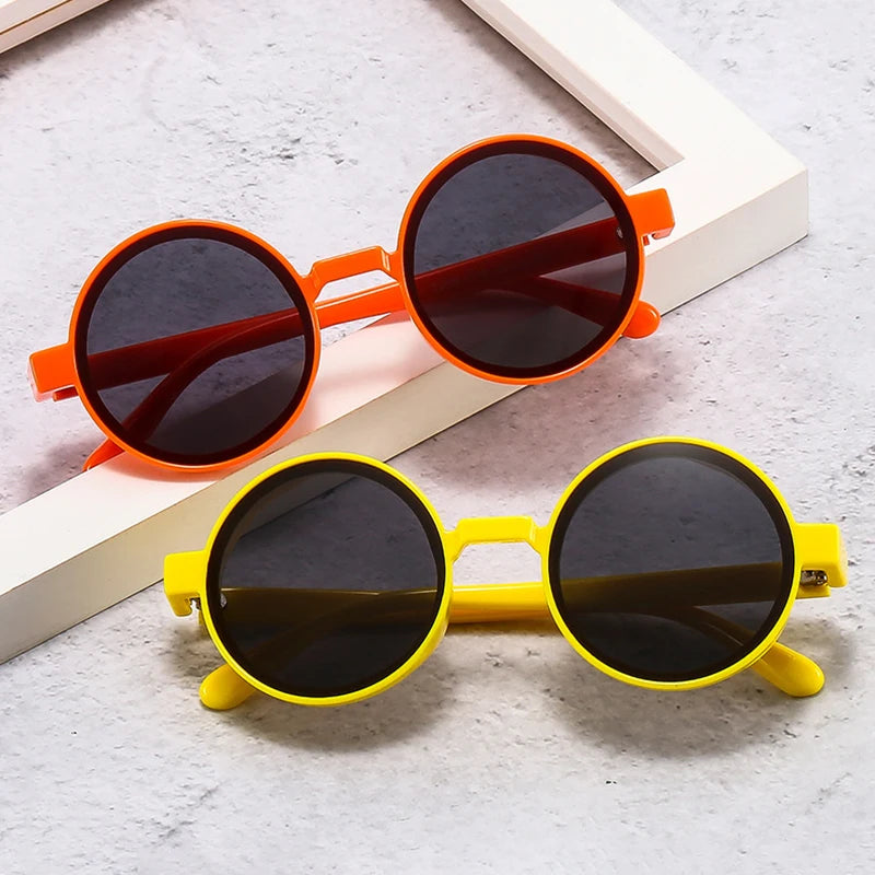 SO&EI Ins Moda Popular Óculos de Sol Redondos Mulheres Retro Punk Tendências Amarelo Laranja Óculos de Sol Homens Tons UV400