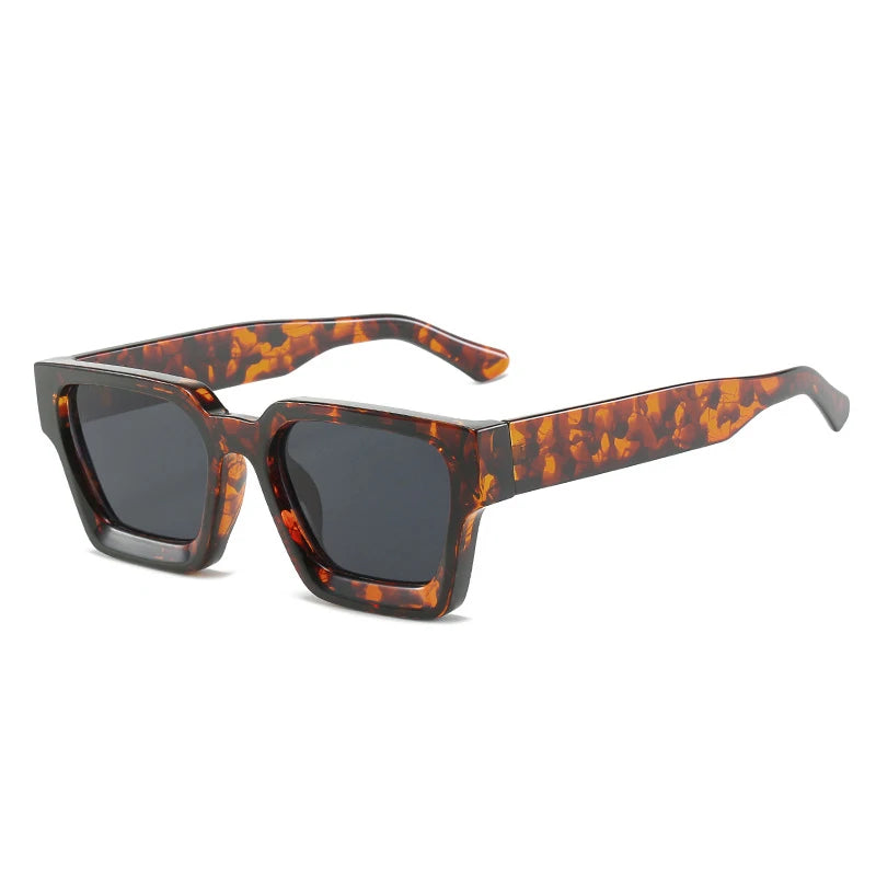 SO&EI Moda Quadrada Mulheres Óculos de Sol de Luxo Retro Marca Designer Homens Tendências Leopardo Azul Verde Óculos de Sol Tons UV400