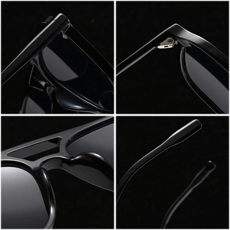 SO&EI Retro Pontos Duplos Homens Óculos de Sol Quadrados Moda Azul Verde Tons UV400 Mulheres Tendências Gradiente Óculos de Sol