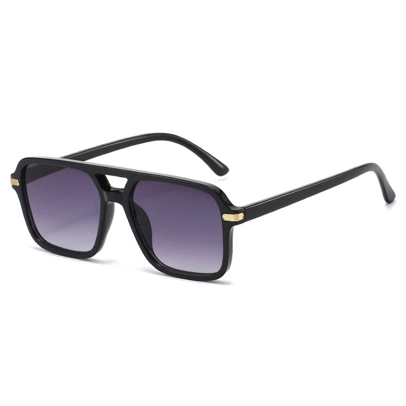 SO&EI Vintage Pontos Duplos Quadrados Óculos de Sol Mulheres Moda Azul Verde Tons UV400 Homens Tendências Rebites Óculos de Sol