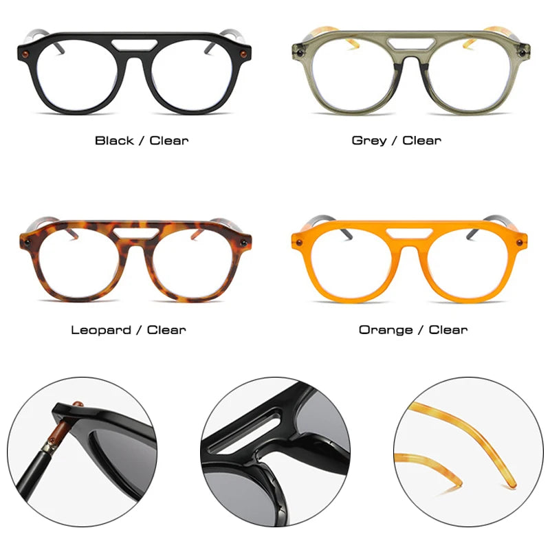 So & ei retro pontes duplas piloto masculino rebites óculos de sol moda claro gradiente tons uv400 marca feminina designer punk óculos de sol