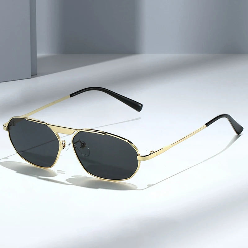 So & ei retro irregular polígono olho de gato metal feminino óculos de sol marca moda designer masculino tons uv400 punk óculos de sol