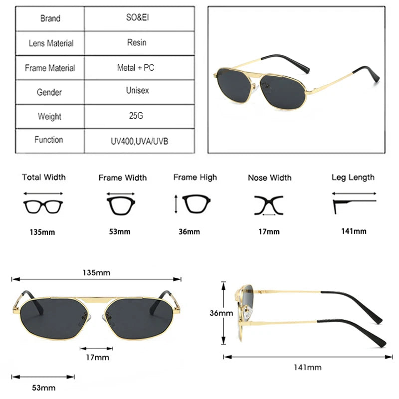 So & ei retro irregular polígono olho de gato metal feminino óculos de sol marca moda designer masculino tons uv400 punk óculos de sol