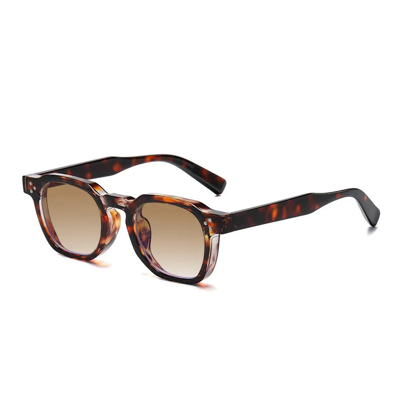 SO&EI Novos óculos de sol quadrados femininos retrô rebites masculinos tendência óculos de sol UV400