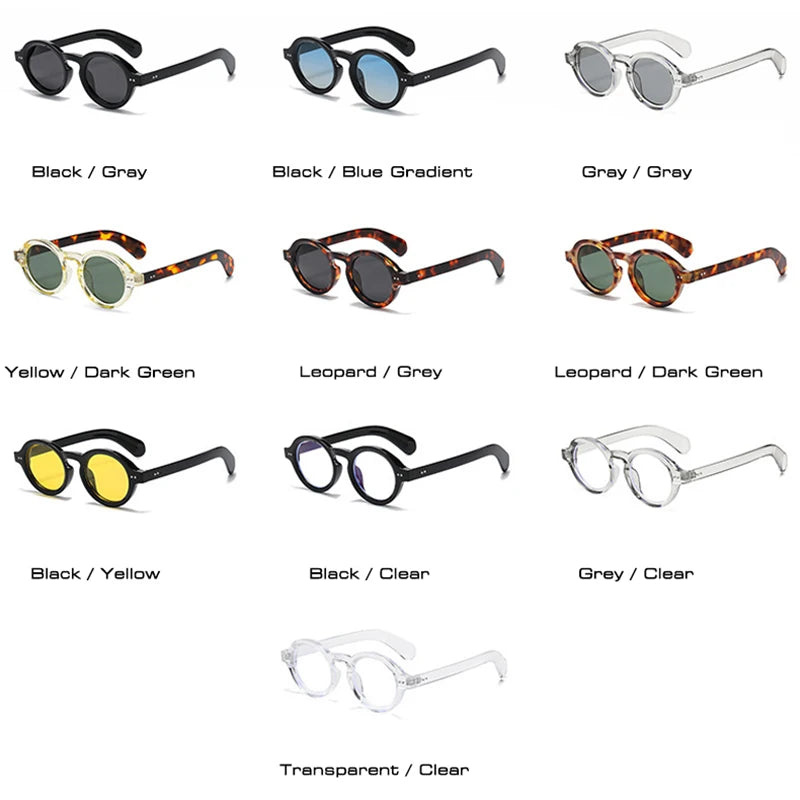 SO&EI Retro Rodada Mulheres Polarizadas Óculos de Sol Moda Rebites Decoração Homens Punk Shades UV400 Leopardo Óculos de Sol