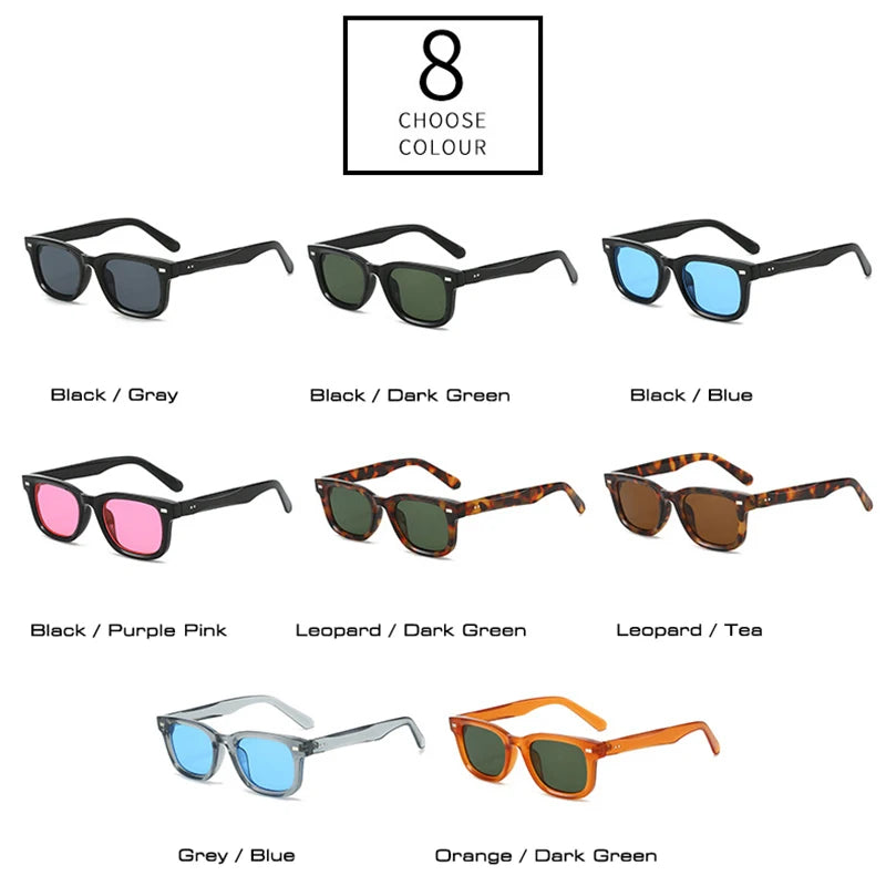 SO&EI Retro Square Mulheres Rebites Óculos de Sol Moda Verde Escuro Tons UV400