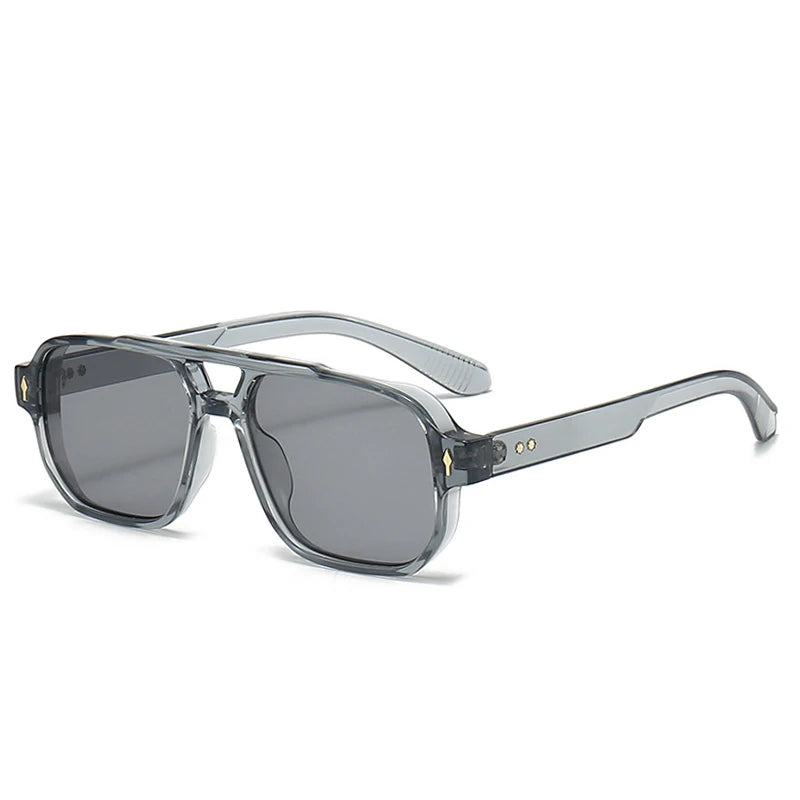 SO & EI Retro Pontes Duplas Quadradas Mulheres Óculos de Sol Moda Claro Oceano Gradiente Lente Tons UV400 Homens Rebites Punk Óculos de Sol