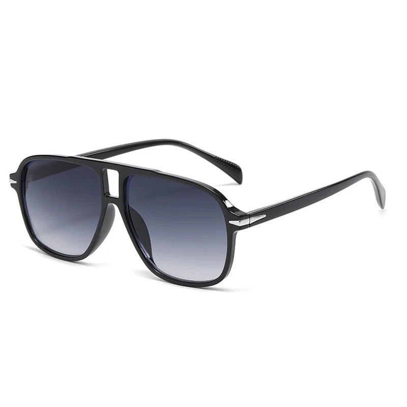 So & ei retro pontes duplas homens piloto óculos de sol moda rebites decoração tons uv400 feminino tendência leopardo óculos de sol