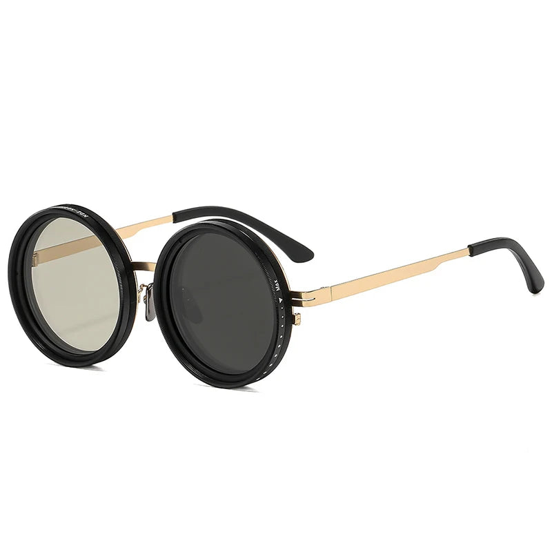 So & ei retro redondo punk masculino esportes ao ar livre polarizados óculos de sol tons uv400 feminino ND9-level ajustável escurecimento óculos de sol