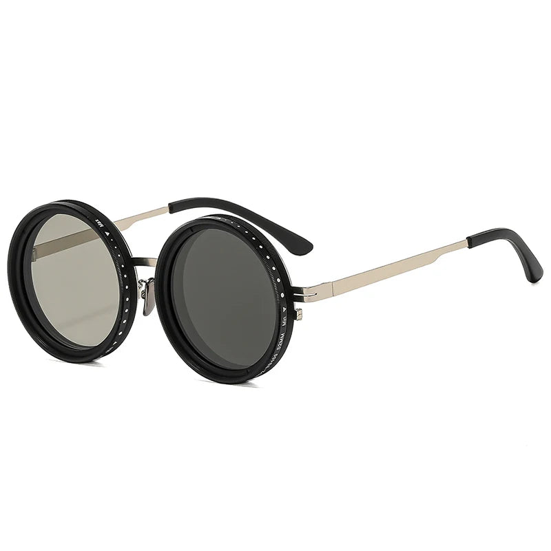 So & ei retro redondo punk masculino esportes ao ar livre polarizados óculos de sol tons uv400 feminino ND9-level ajustável escurecimento óculos de sol