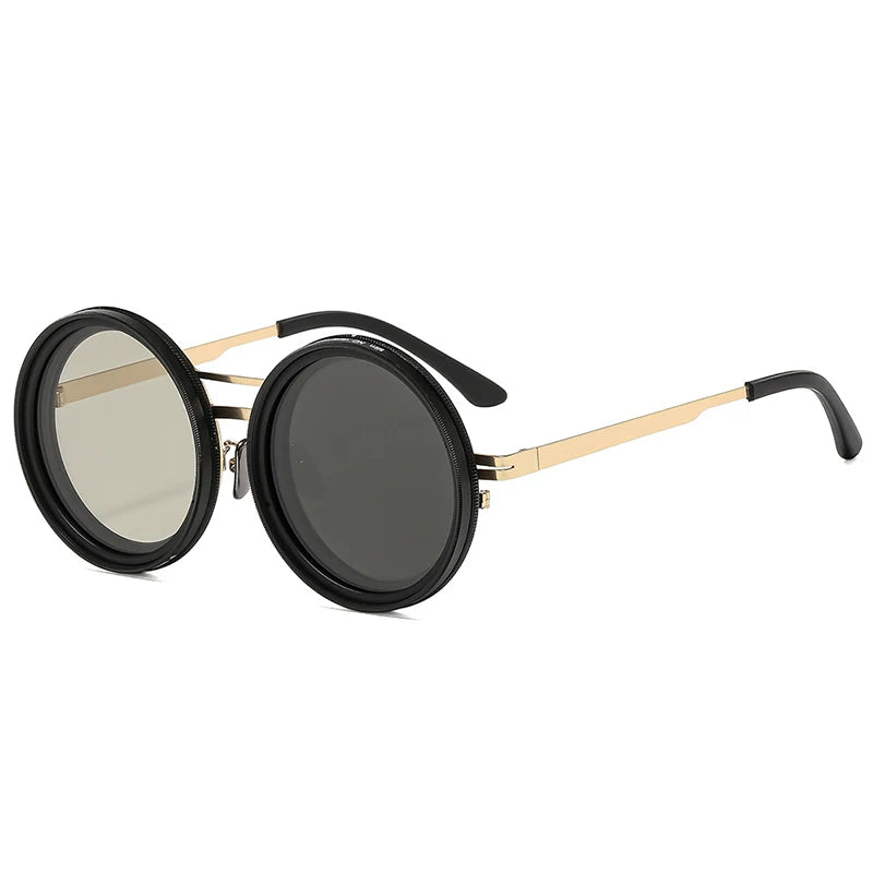 So & ei retro redondo punk masculino esportes ao ar livre polarizados óculos de sol tons uv400 feminino ND9-level ajustável escurecimento óculos de sol