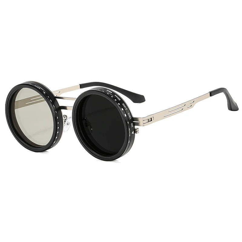 So & ei retro redondo punk masculino esportes ao ar livre polarizados óculos de sol tons uv400 feminino ND9-level ajustável escurecimento óculos de sol