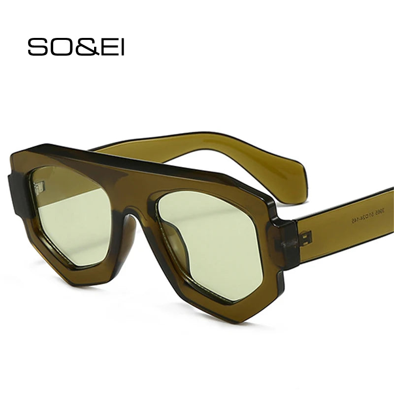 SO&EI Moda Irregular Quadrado Mulheres Óculos de Sol Tons UV400 Retro Azul Roxo Homens Óculos de Sol