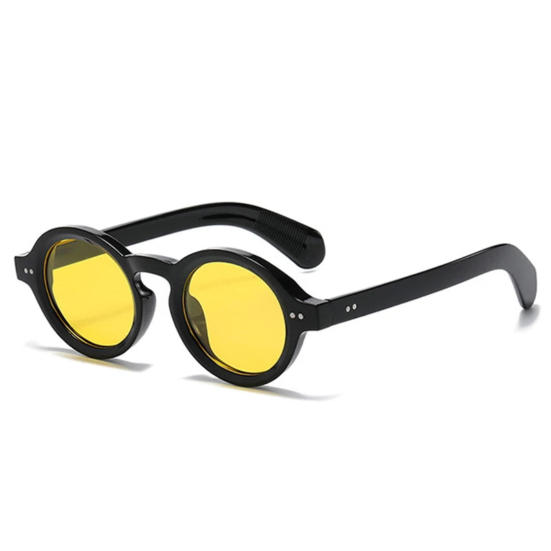 SO&EI Retro Rodada Mulheres Polarizadas Óculos de Sol Moda Rebites Decoração Homens Punk Shades UV400 Leopardo Óculos de Sol