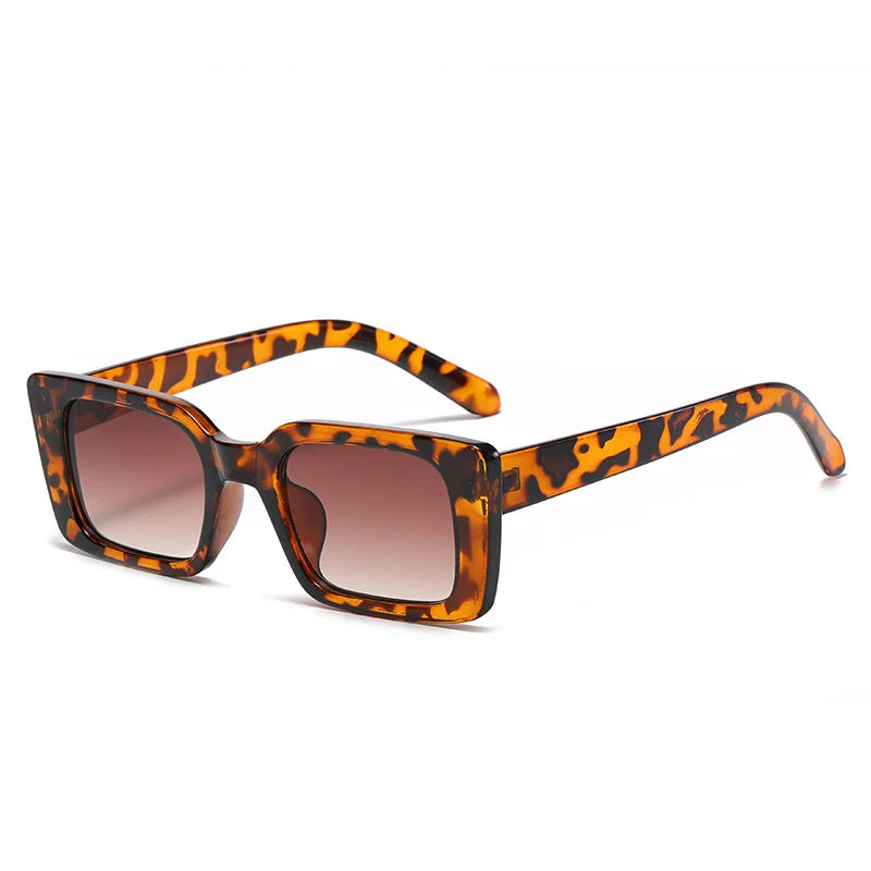 SO&EI Ins Moda Popular Pequeno Retângulo Óculos de Sol Mulheres Retro Leopardo Tons UV400 Homens Tendências Óculos de Sol Quadrados
