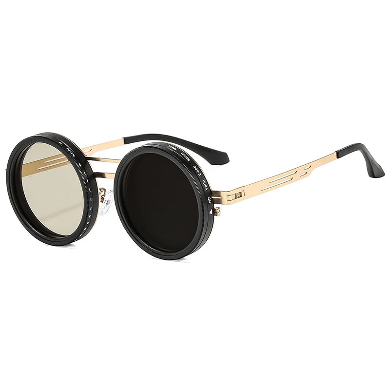 So & ei retro redondo punk masculino esportes ao ar livre polarizados óculos de sol tons uv400 feminino ND9-level ajustável escurecimento óculos de sol