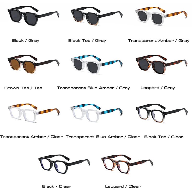 SO&EI Novos óculos de sol quadrados femininos retrô rebites masculinos tendência óculos de sol UV400