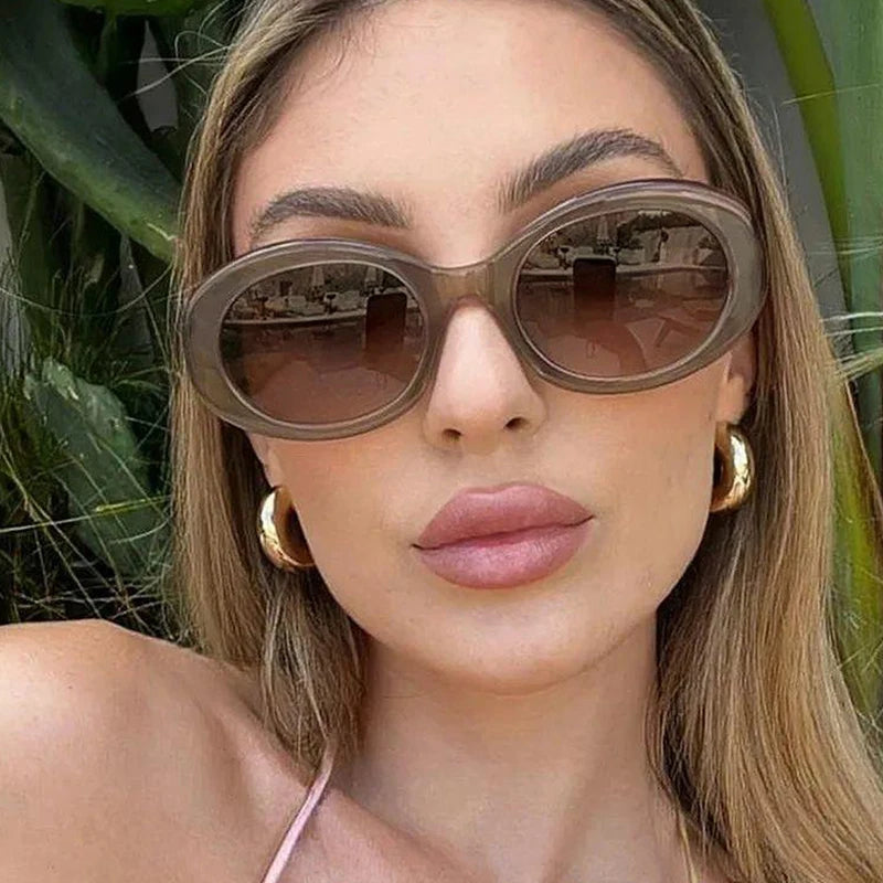 SO&EI Novo Oval Jelly Color Mulheres Óculos de Sol Moda Amarelo Verde Tons UV400 Homens Tendências Gradiente Óculos de Sol