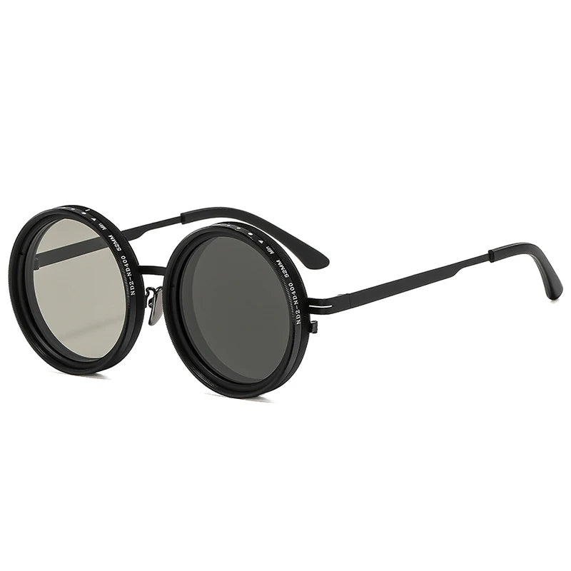 So & ei retro redondo punk masculino esportes ao ar livre polarizados óculos de sol tons uv400 feminino ND9-level ajustável escurecimento óculos de sol