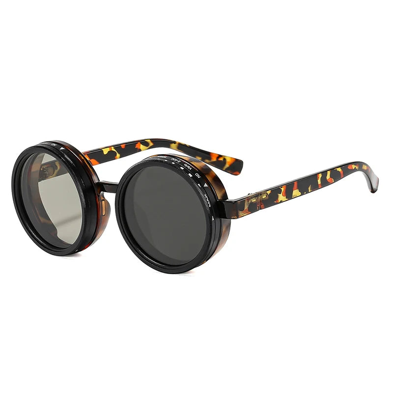 So & ei retro redondo punk masculino esportes ao ar livre polarizados óculos de sol tons uv400 feminino ND9-level ajustável escurecimento óculos de sol