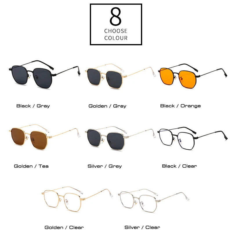 SO&EI Nova Moda Quadrada Mulheres Óculos de Sol Retro Lente Clara Armação de Metal Homens Punk Laranja Óculos de Sol Tons UV400