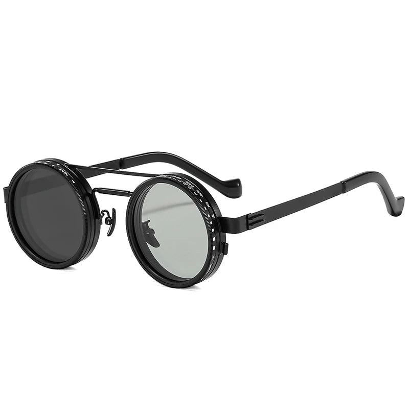 So & ei retro redondo punk masculino esportes ao ar livre polarizados óculos de sol tons uv400 feminino ND9-level ajustável escurecimento óculos de sol