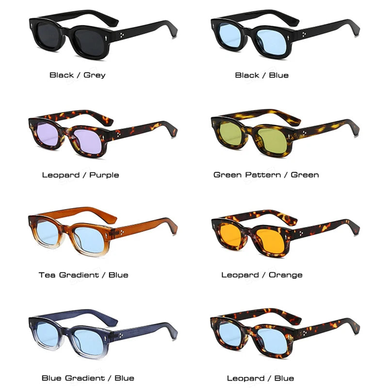 SO&EI Retro Pequeno Quadrado Doce Cor Óculos de Sol Mulheres Moda Tendência Rebites Homens Leopardo Óculos de Sol Tons UV400