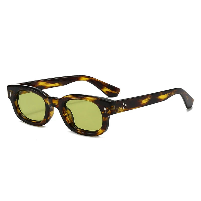 SO&EI Retro Pequeno Quadrado Doce Cor Óculos de Sol Mulheres Moda Tendência Rebites Homens Leopardo Óculos de Sol Tons UV400