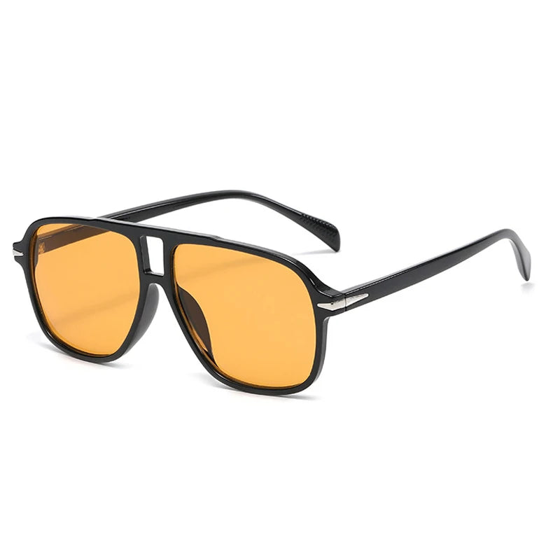 So & ei retro pontes duplas homens piloto óculos de sol moda rebites decoração tons uv400 feminino tendência leopardo óculos de sol