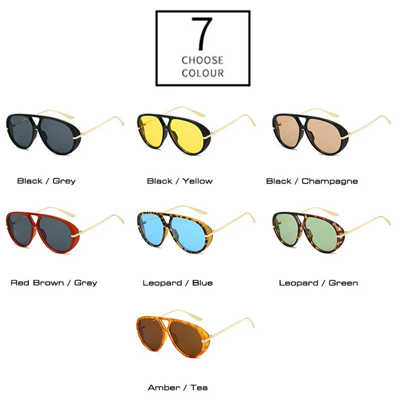 So & ei ins moda popular pontes duplas piloto feminino óculos de sol de grandes dimensões retro doce cor gradiente uv400 masculino punk óculos de sol