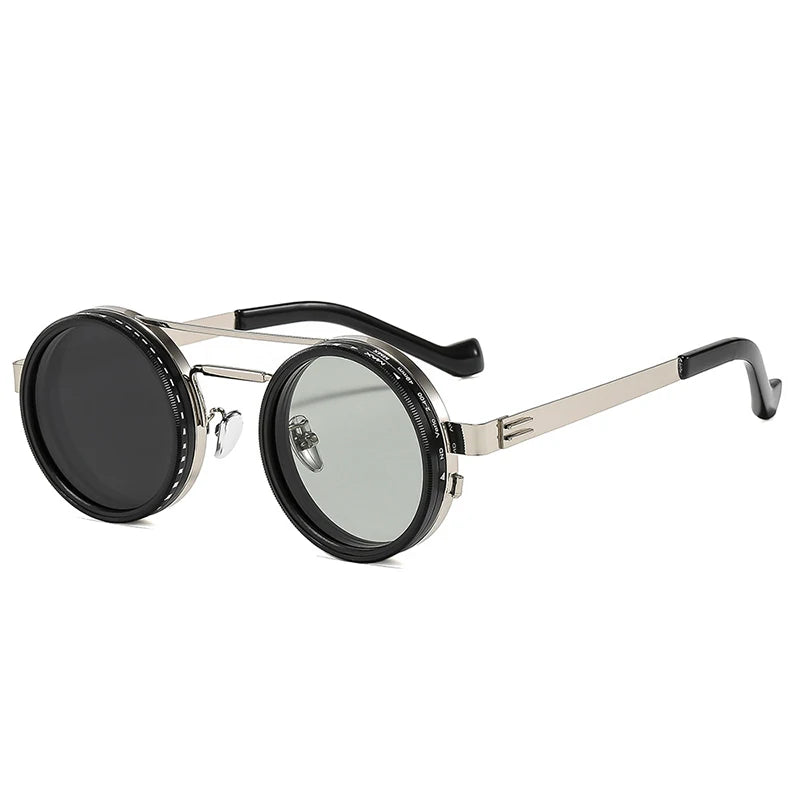 So & ei retro redondo punk masculino esportes ao ar livre polarizados óculos de sol tons uv400 feminino ND9-level ajustável escurecimento óculos de sol