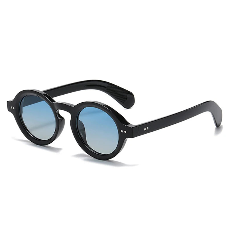 SO&EI Retro Rodada Mulheres Polarizadas Óculos de Sol Moda Rebites Decoração Homens Punk Shades UV400 Leopardo Óculos de Sol