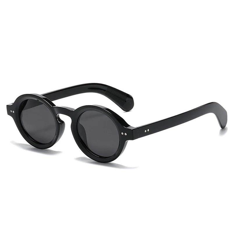 SO&EI Retro Rodada Mulheres Polarizadas Óculos de Sol Moda Rebites Decoração Homens Punk Shades UV400 Leopardo Óculos de Sol