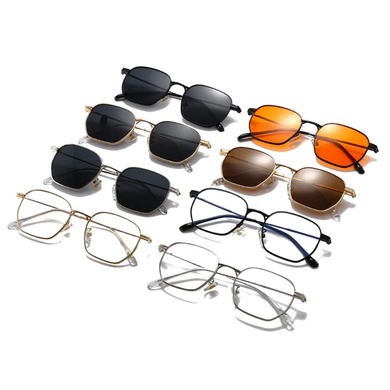 SO&EI Nova Moda Quadrada Mulheres Óculos de Sol Retro Lente Clara Armação de Metal Homens Punk Laranja Óculos de Sol Tons UV400