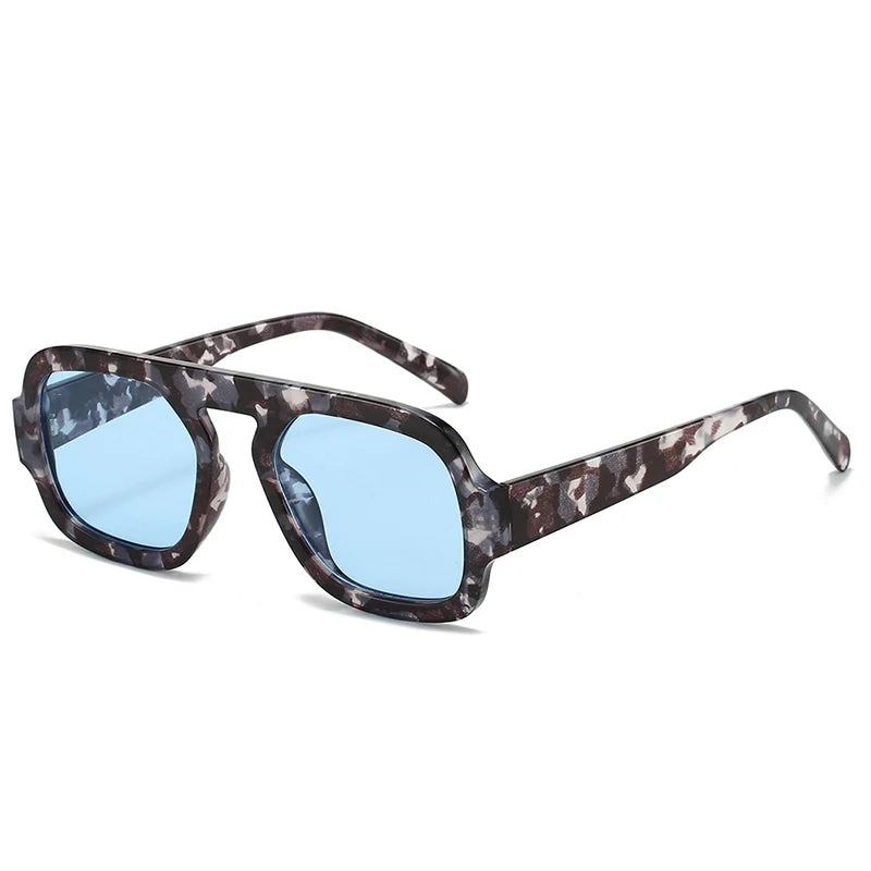 SO&EI Óculos de sol quadrados retrô femininos moda gradiente UV400 masculino punk azul verde óculos de sol