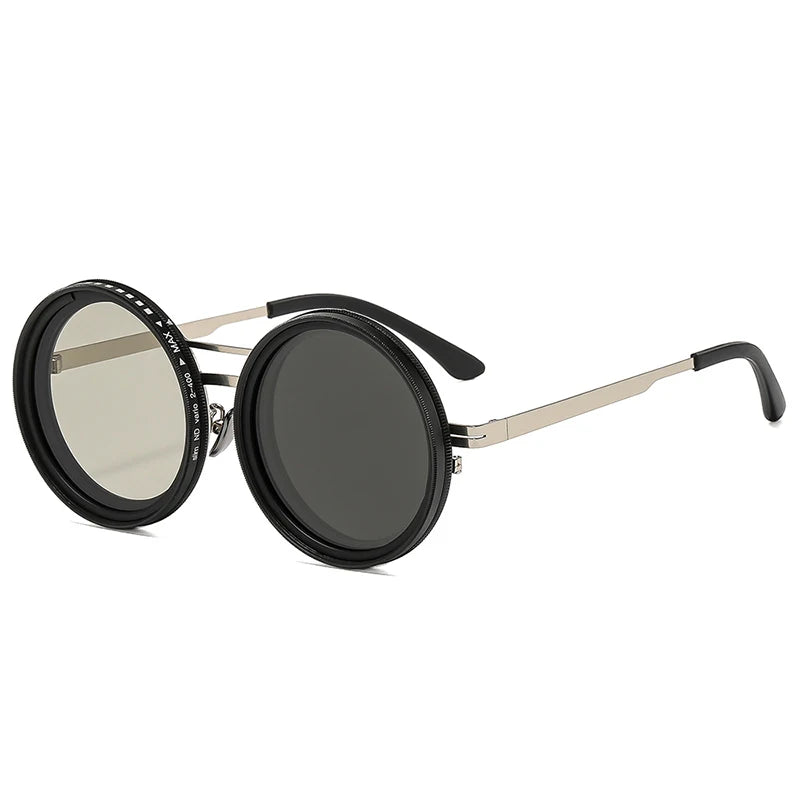 So & ei retro redondo punk masculino esportes ao ar livre polarizados óculos de sol tons uv400 feminino ND9-level ajustável escurecimento óculos de sol