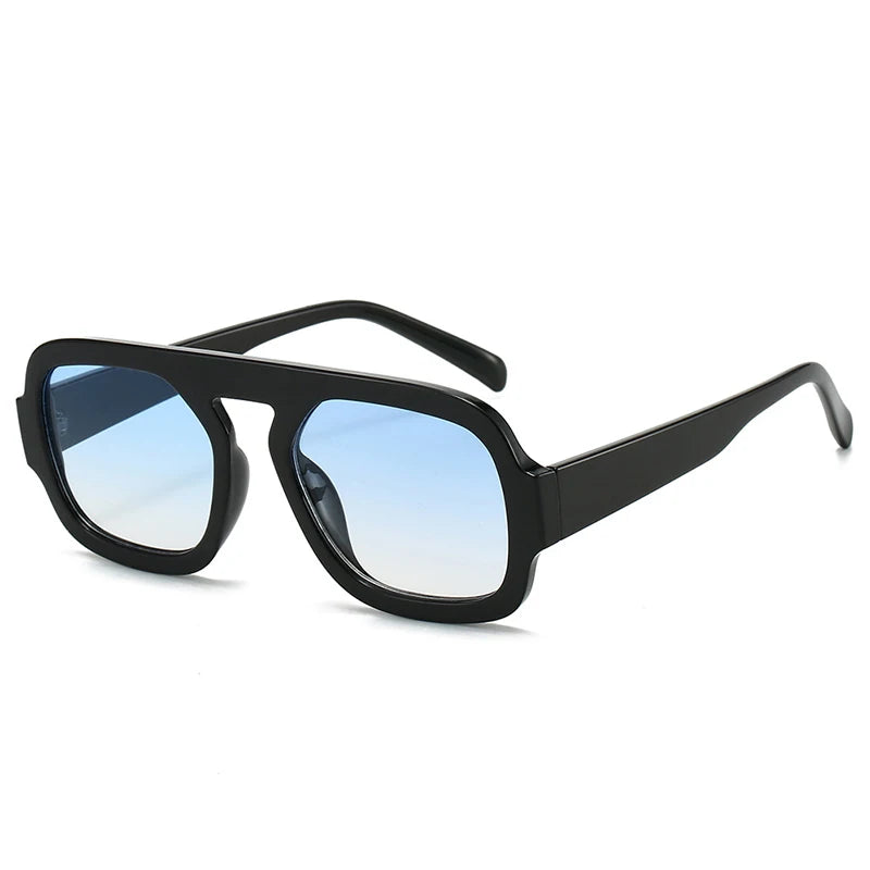 SO&EI Óculos de sol quadrados retrô femininos moda gradiente UV400 masculino punk azul verde óculos de sol