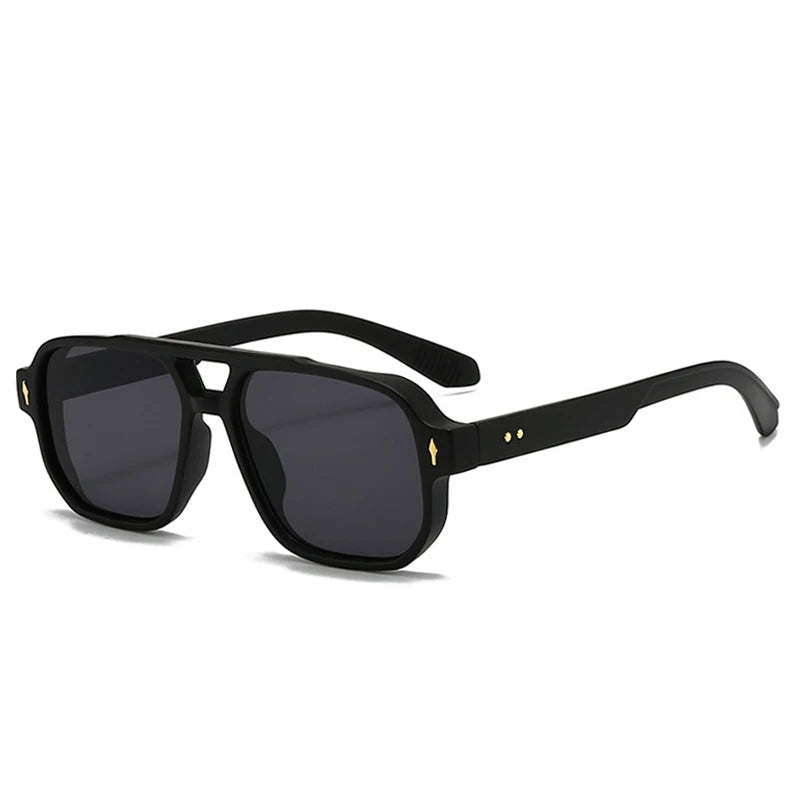 SO & EI Retro Pontes Duplas Quadradas Mulheres Óculos de Sol Moda Claro Oceano Gradiente Lente Tons UV400 Homens Rebites Punk Óculos de Sol