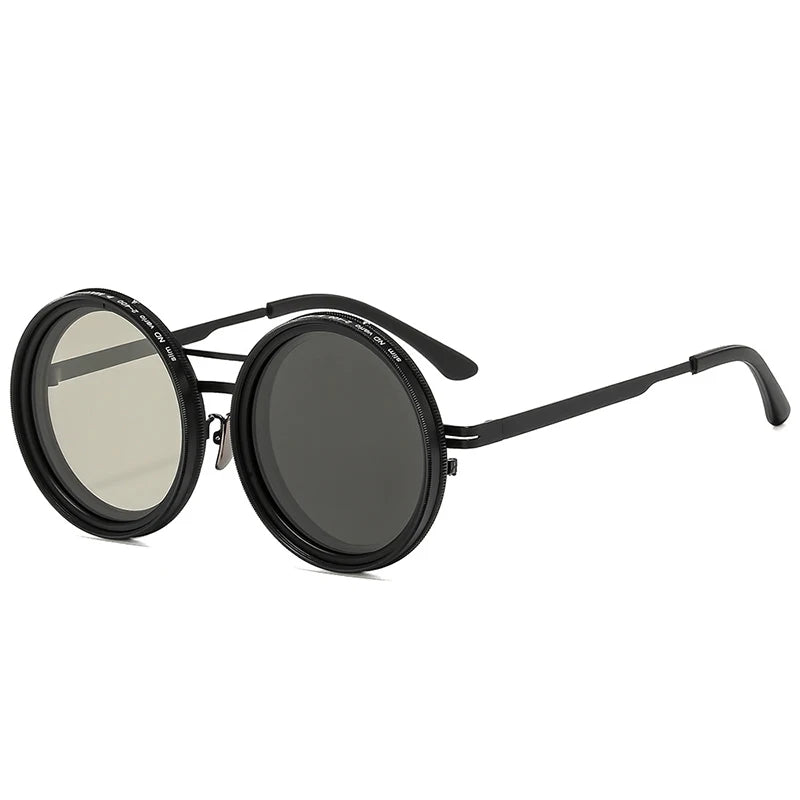 So & ei retro redondo punk masculino esportes ao ar livre polarizados óculos de sol tons uv400 feminino ND9-level ajustável escurecimento óculos de sol