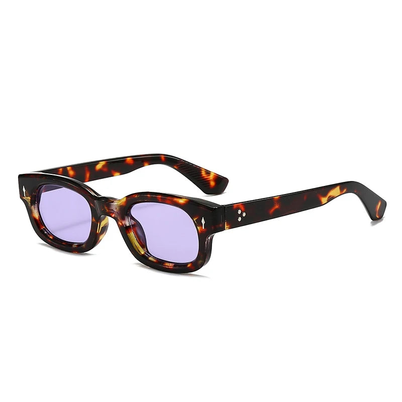 SO&EI Retro Pequeno Quadrado Doce Cor Óculos de Sol Mulheres Moda Tendência Rebites Homens Leopardo Óculos de Sol Tons UV400