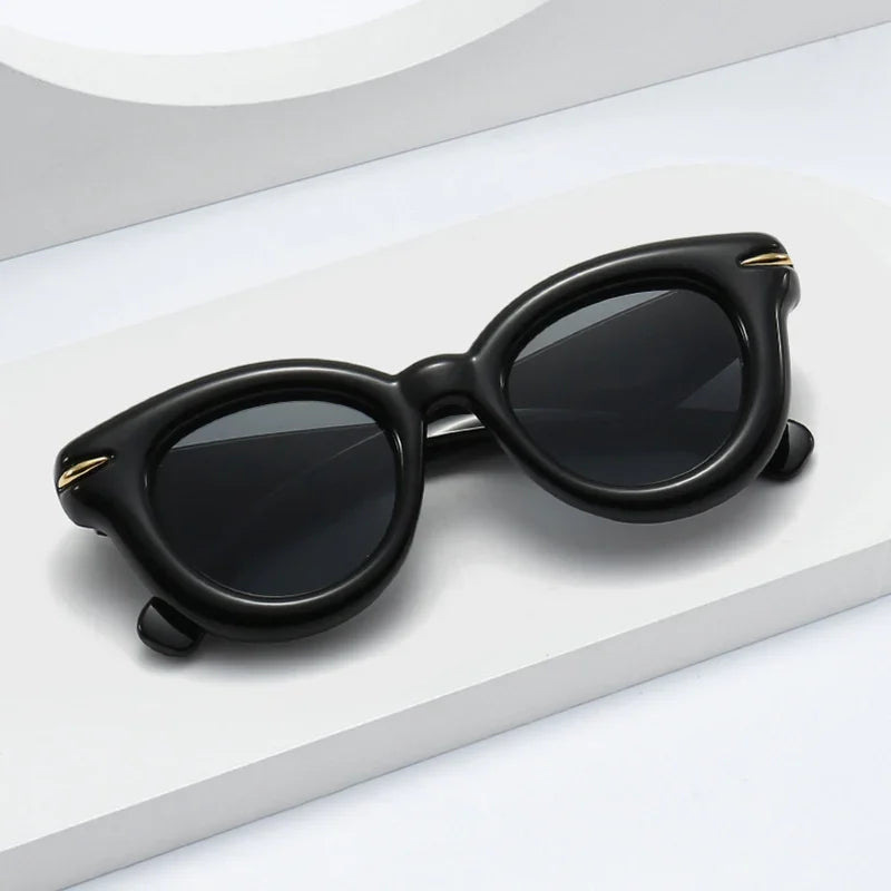So & ei y2k moda feminina oval doce cor óculos de sol retro rebites marca designer tendência punk redondo óculos de sol tons uv400