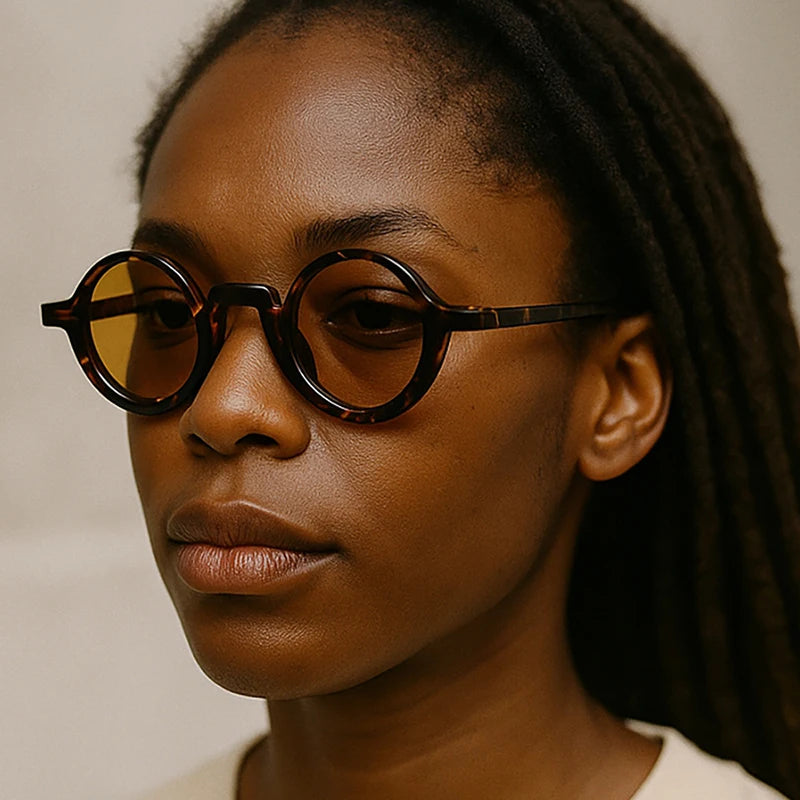 SO&EI Retro Pequeno Rodada Punk Mulheres Óculos de Sol Moda Azul Verde Tons UV400 Tendências Homens Leopardo Óculos de Sol