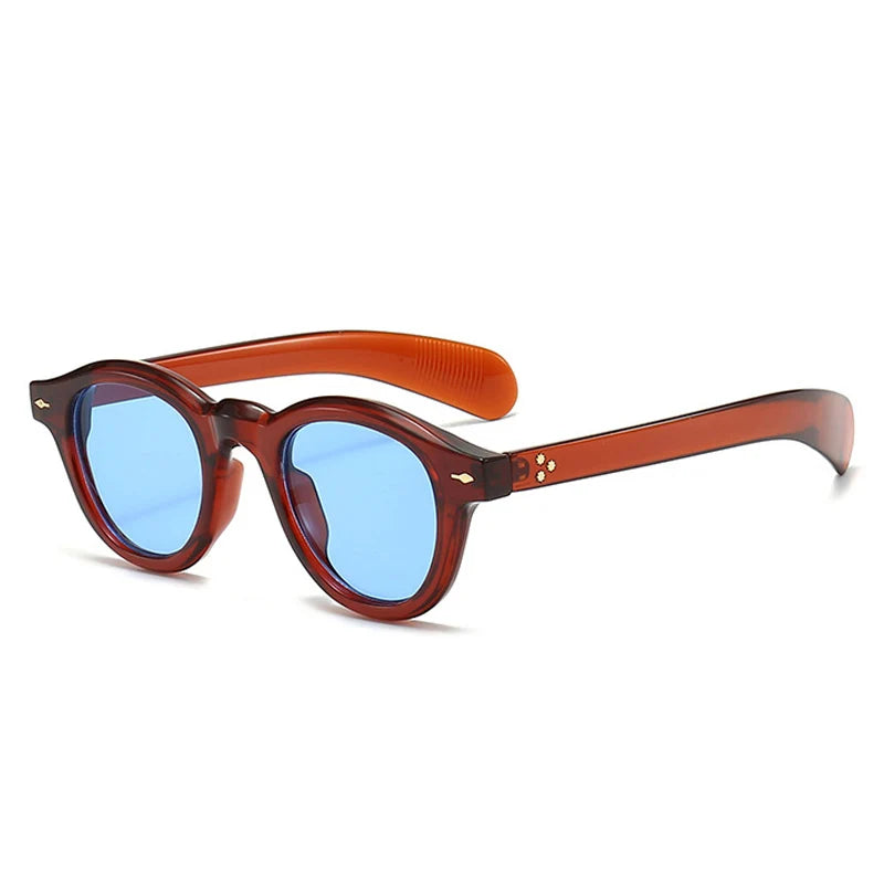 So & ei óculos de sol ovais vintage, moda feminina, lente oceano transparente, uv400, masculino, tendência, rebites, redondo, azul, verde